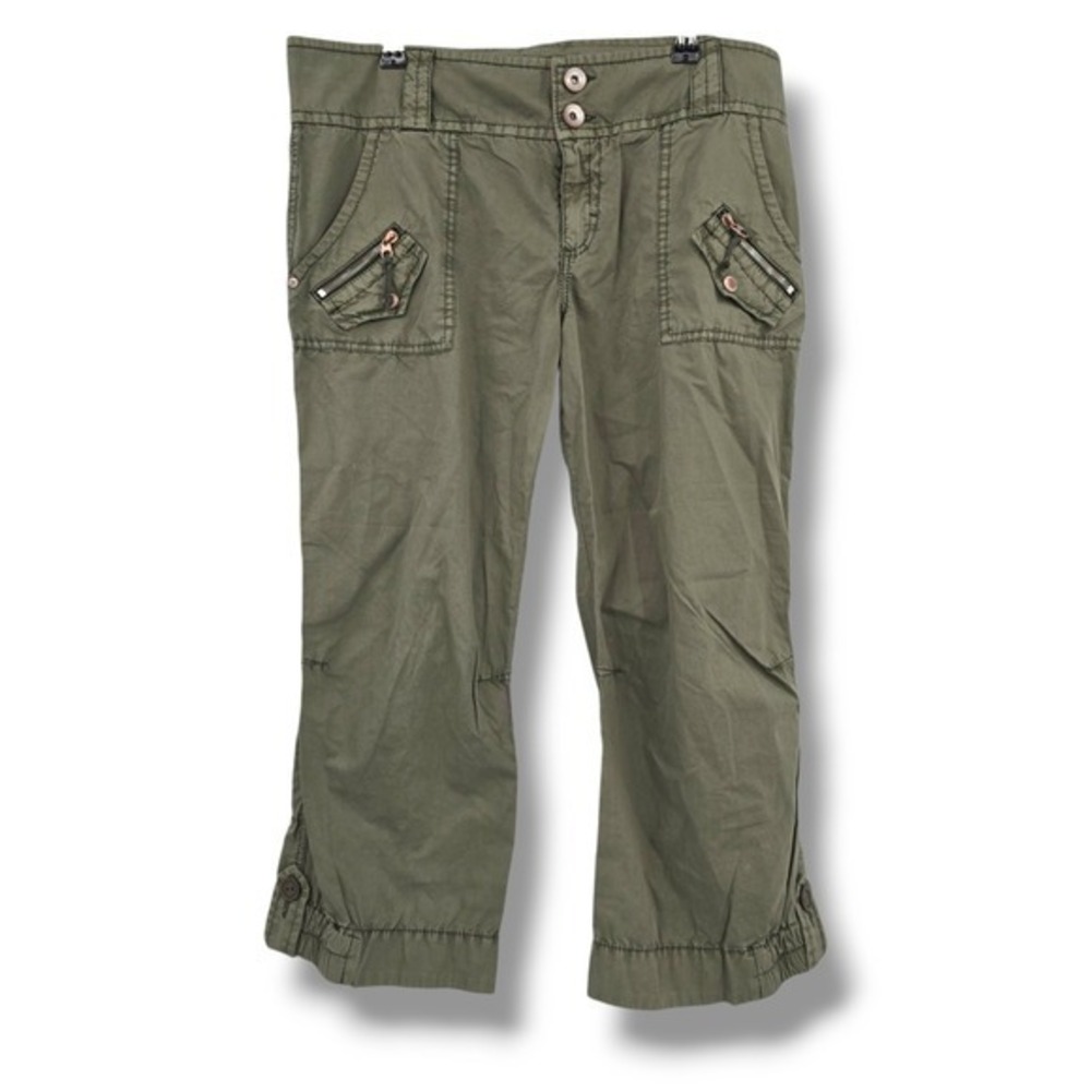 Sanctuary Olive Green Capri Pants Zipper Pockets Casual Cropped Size 32‎